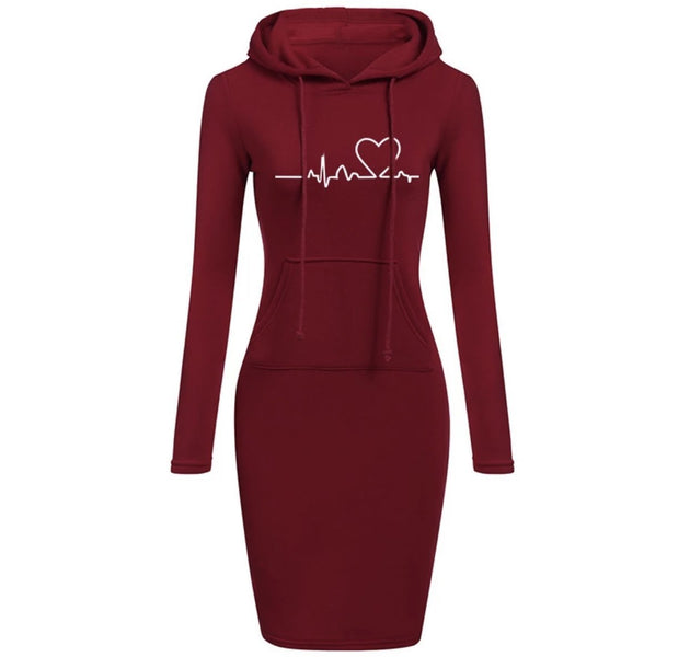 Autumn Winter Women Hoodies Sweatshirts Long-sleeved Dress