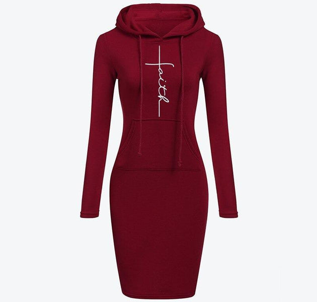 Autumn Winter Women Hoodies Sweatshirts Long-sleeved Dress