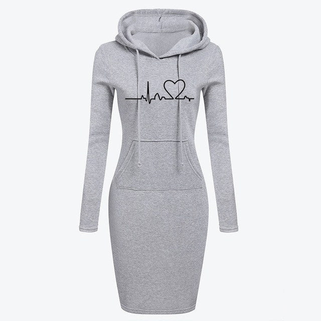 Autumn Winter Women Hoodies Sweatshirts Long-sleeved Dress