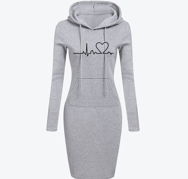 Autumn Winter Women Hoodies Sweatshirts Long-sleeved Dress