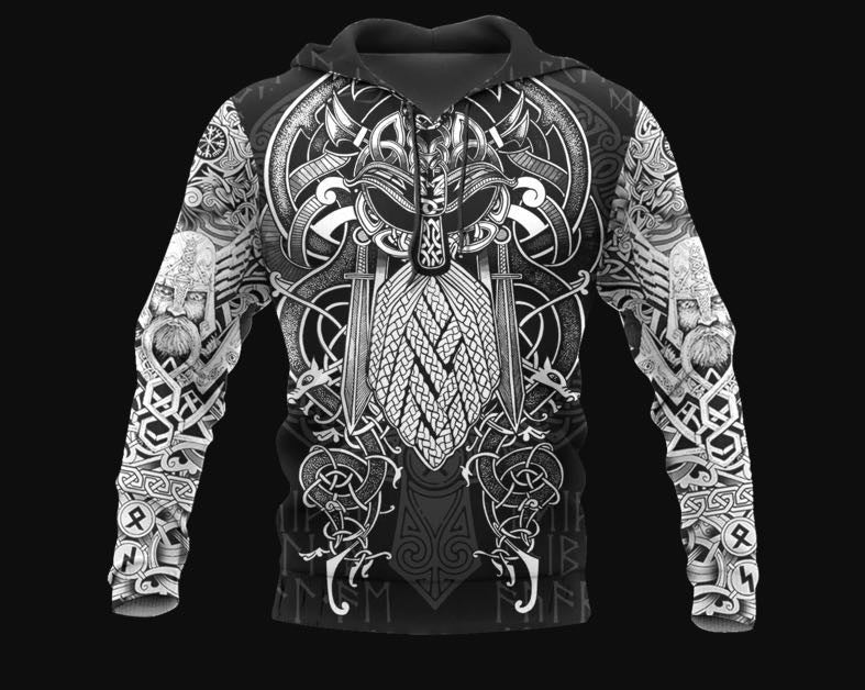 Viking Odin Best Viking Tattoo 3D Hoodies Men Women Hipster Streetwear Outfit