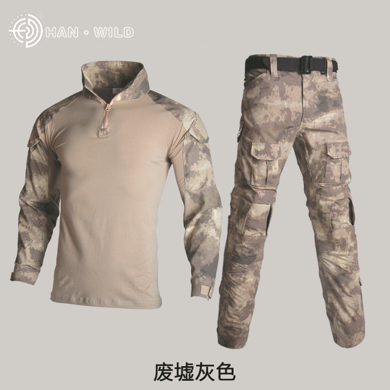 Hanye Physical Fitness Camouflage Suit Battle Wolf With The Same Outdoor American Instructor Tactical Training Suit Wear-resistant Riding Suit