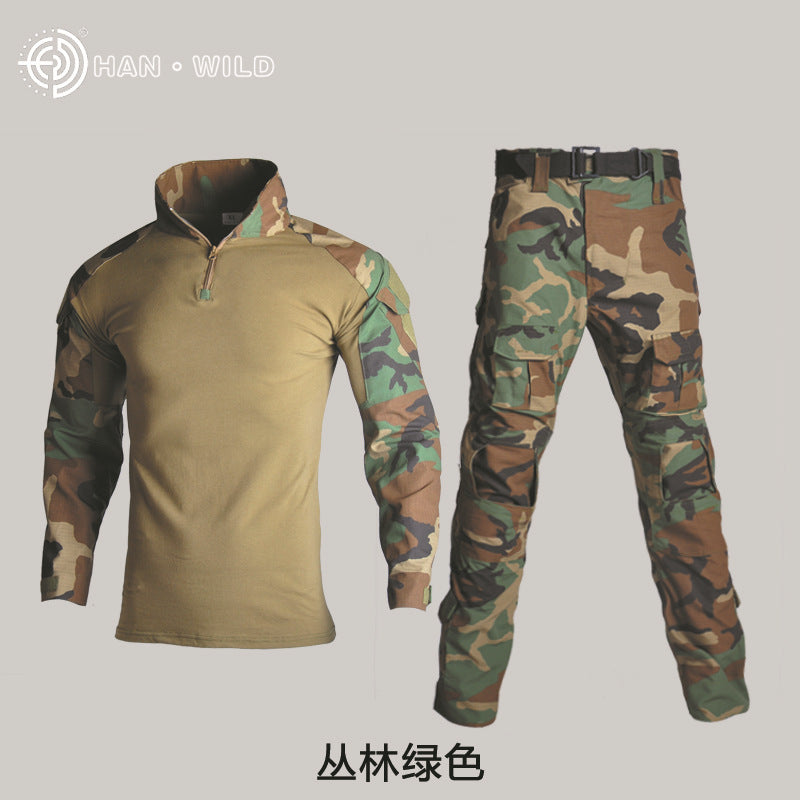 Hanye Physical Fitness Camouflage Suit Battle Wolf With The Same Outdoor American Instructor Tactical Training Suit Wear-resistant Riding Suit