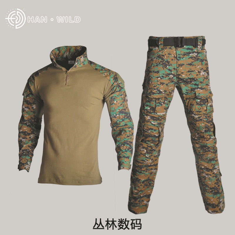 Hanye Physical Fitness Camouflage Suit Battle Wolf With The Same Outdoor American Instructor Tactical Training Suit Wear-resistant Riding Suit