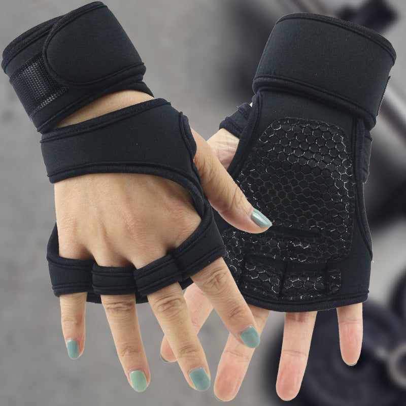 Gym Weightlifting Gloves Men&#039;s And Women&#039;s Wrist Guard Anti-slip Half-finger Sports Horizontal Bar Equipment Training Lead-up Anti-Cocoon