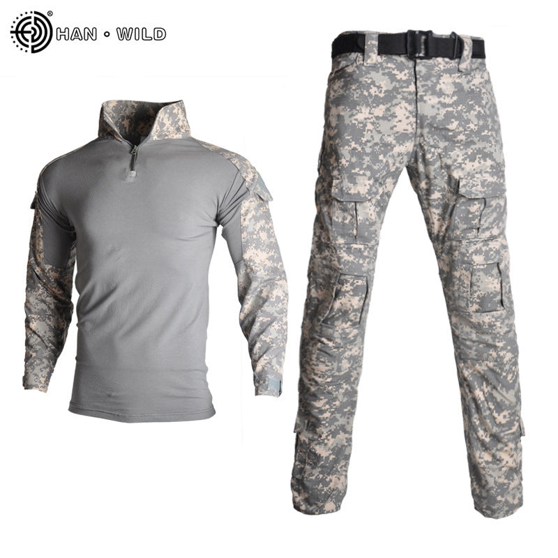 Hanye Physical Fitness Camouflage Suit Battle Wolf With The Same Outdoor American Instructor Tactical Training Suit Wear-resistant Riding Suit