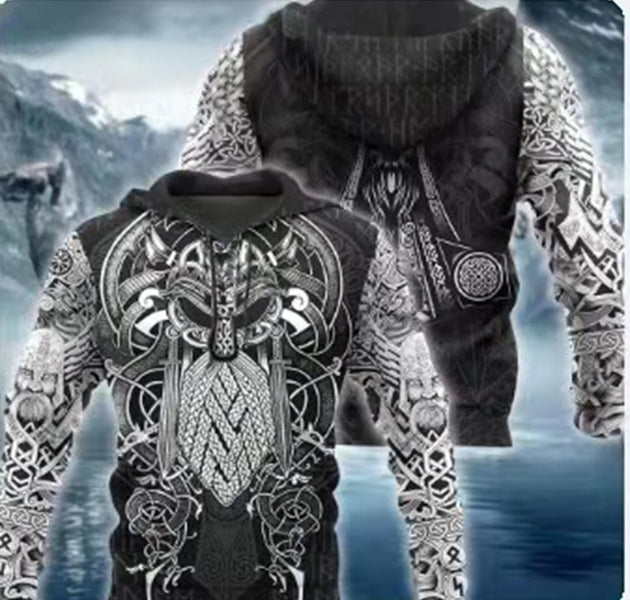 Viking Odin Best Viking Tattoo 3D Hoodies Men Women Hipster Streetwear Outfit