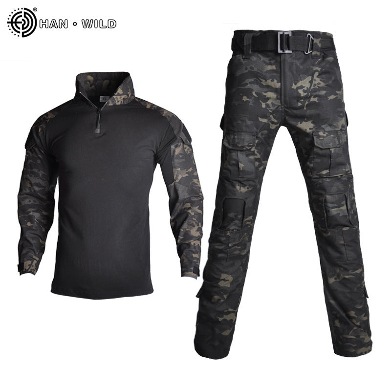 Hanye Physical Fitness Camouflage Suit Battle Wolf With The Same Outdoor American Instructor Tactical Training Suit Wear-resistant Riding Suit