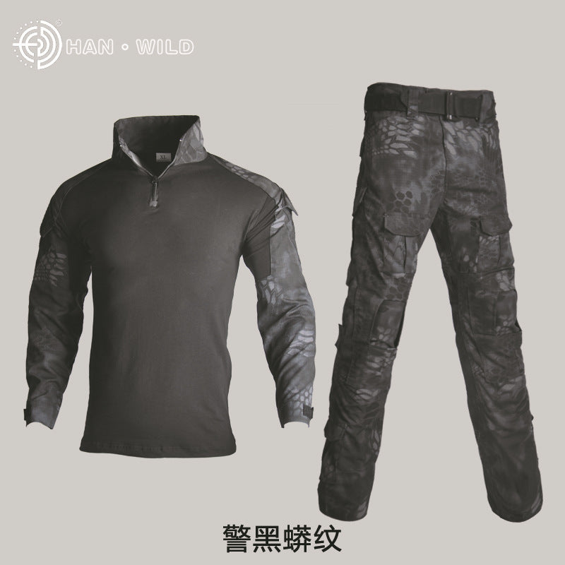 Hanye Physical Fitness Camouflage Suit Battle Wolf With The Same Outdoor American Instructor Tactical Training Suit Wear-resistant Riding Suit