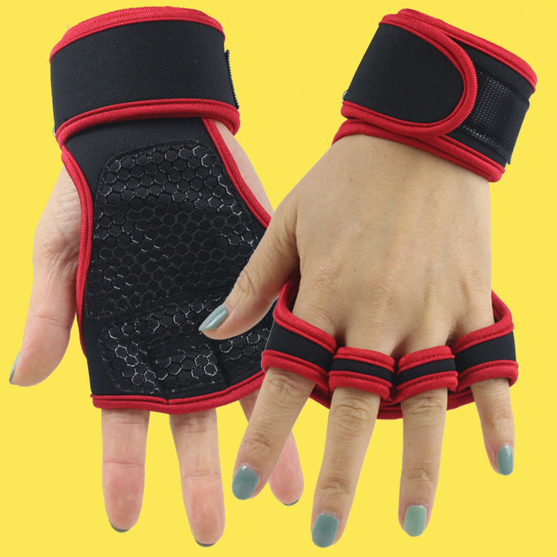 Gym Weightlifting Gloves Men&#039;s And Women&#039;s Wrist Guard Anti-slip Half-finger Sports Horizontal Bar Equipment Training Lead-up Anti-Cocoon