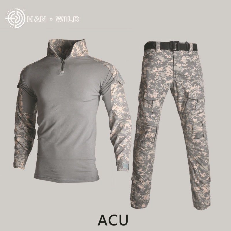 Hanye Physical Fitness Camouflage Suit Battle Wolf With The Same Outdoor American Instructor Tactical Training Suit Wear-resistant Riding Suit