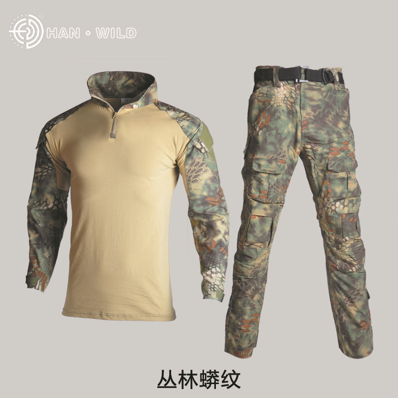 Hanye Physical Fitness Camouflage Suit Battle Wolf With The Same Outdoor American Instructor Tactical Training Suit Wear-resistant Riding Suit