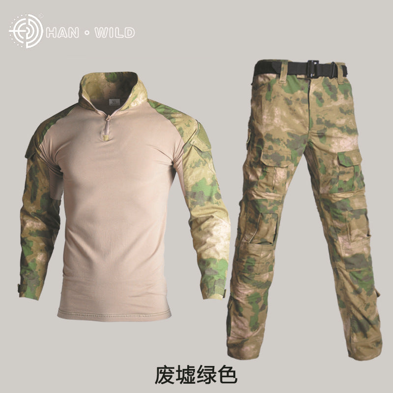 Hanye Physical Fitness Camouflage Suit Battle Wolf With The Same Outdoor American Instructor Tactical Training Suit Wear-resistant Riding Suit