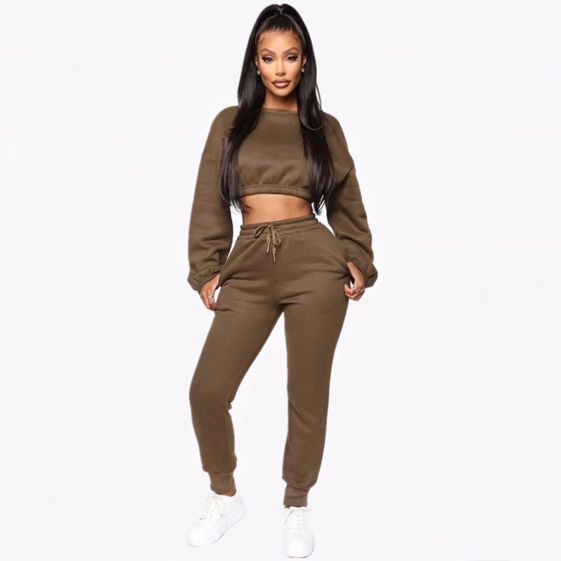 Hoodies Tops and Pants Trousers Two Piece Set Women Tracksuit