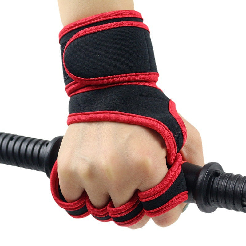 Gym Weightlifting Gloves Men&#039;s And Women&#039;s Wrist Guard Anti-slip Half-finger Sports Horizontal Bar Equipment Training Lead-up Anti-Cocoon