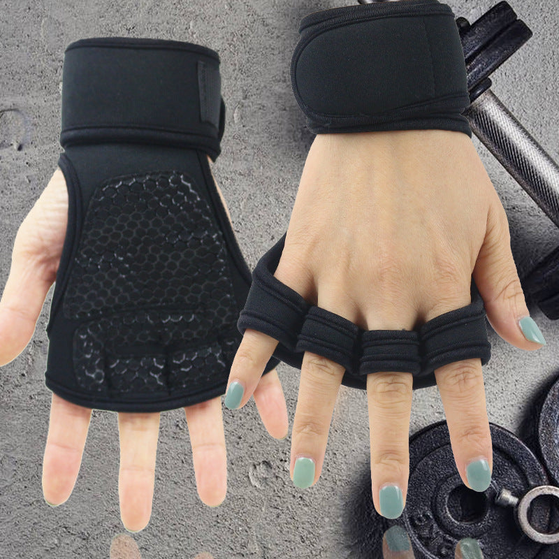 Gym Weightlifting Gloves Men&#039;s And Women&#039;s Wrist Guard Anti-slip Half-finger Sports Horizontal Bar Equipment Training Lead-up Anti-Cocoon