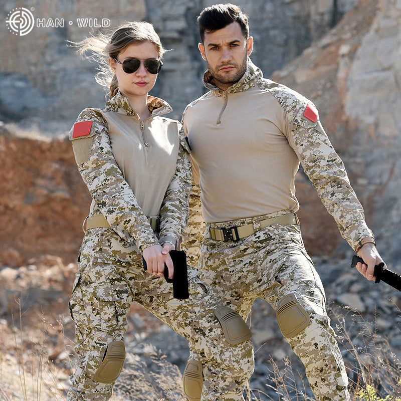 Hanye Physical Fitness Camouflage Suit Battle Wolf With The Same Outdoor American Instructor Tactical Training Suit Wear-resistant Riding Suit