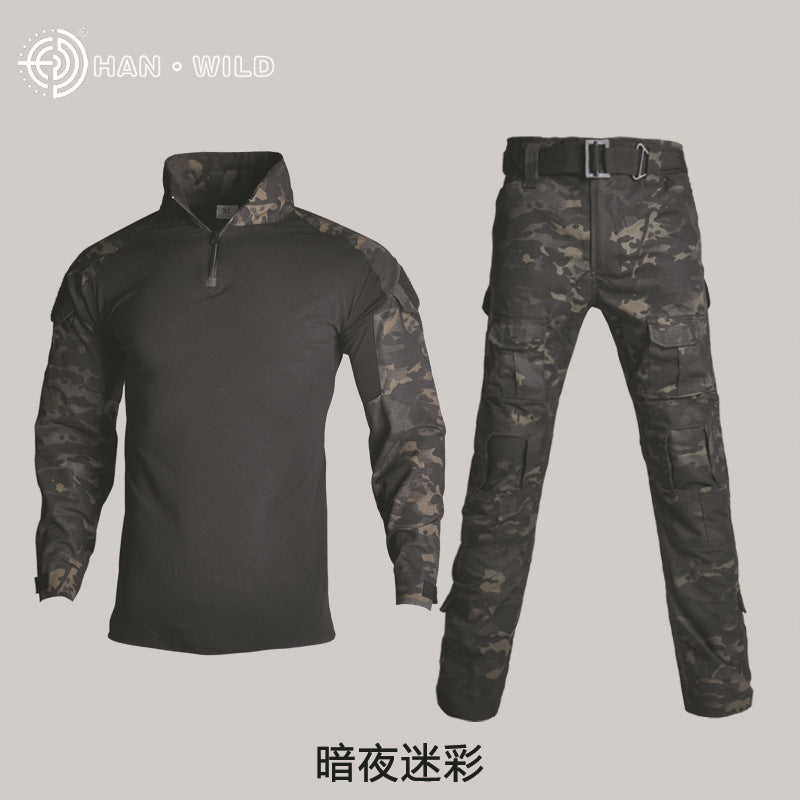 Hanye Physical Fitness Camouflage Suit Battle Wolf With The Same Outdoor American Instructor Tactical Training Suit Wear-resistant Riding Suit