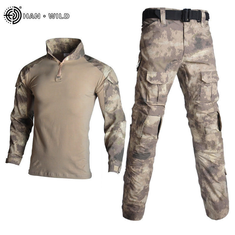 Hanye Physical Fitness Camouflage Suit Battle Wolf With The Same Outdoor American Instructor Tactical Training Suit Wear-resistant Riding Suit