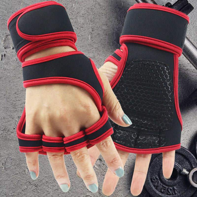 Gym Weightlifting Gloves Men&#039;s And Women&#039;s Wrist Guard Anti-slip Half-finger Sports Horizontal Bar Equipment Training Lead-up Anti-Cocoon