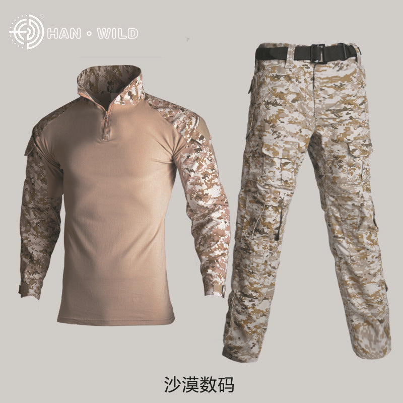 Hanye Physical Fitness Camouflage Suit Battle Wolf With The Same Outdoor American Instructor Tactical Training Suit Wear-resistant Riding Suit