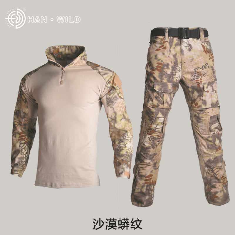 Hanye Physical Fitness Camouflage Suit Battle Wolf With The Same Outdoor American Instructor Tactical Training Suit Wear-resistant Riding Suit