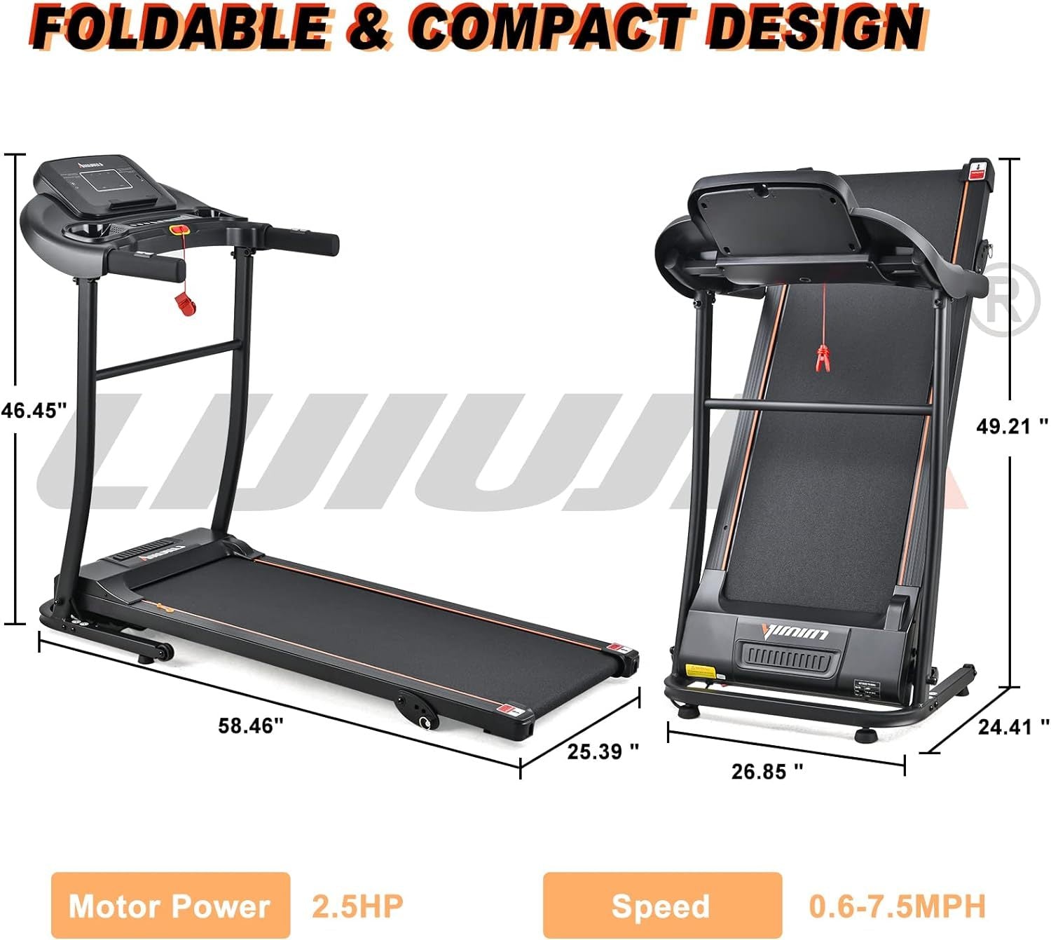 Premium Folding Incline Treadmill , One-Touch Speed Buttons, Shock Absorption, Optional Bluetooth with Exclusive Zwift App