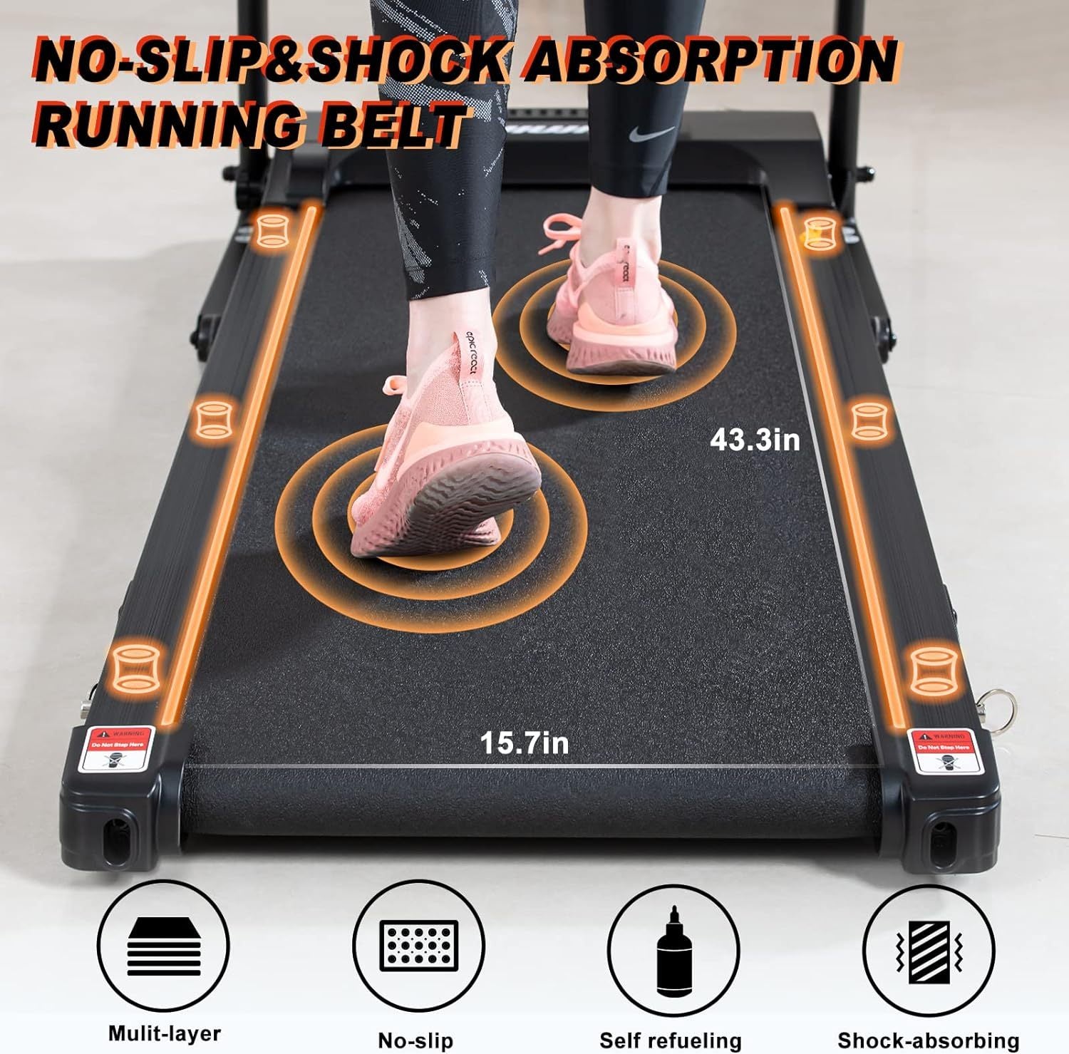 Premium Folding Incline Treadmill , One-Touch Speed Buttons, Shock Absorption, Optional Bluetooth with Exclusive Zwift App