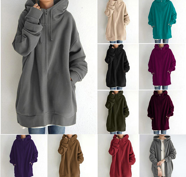 Women's Fuzzy Hoodies Long Sport Pullover Hoodie Full-Zip Hoodie Sweatshirt