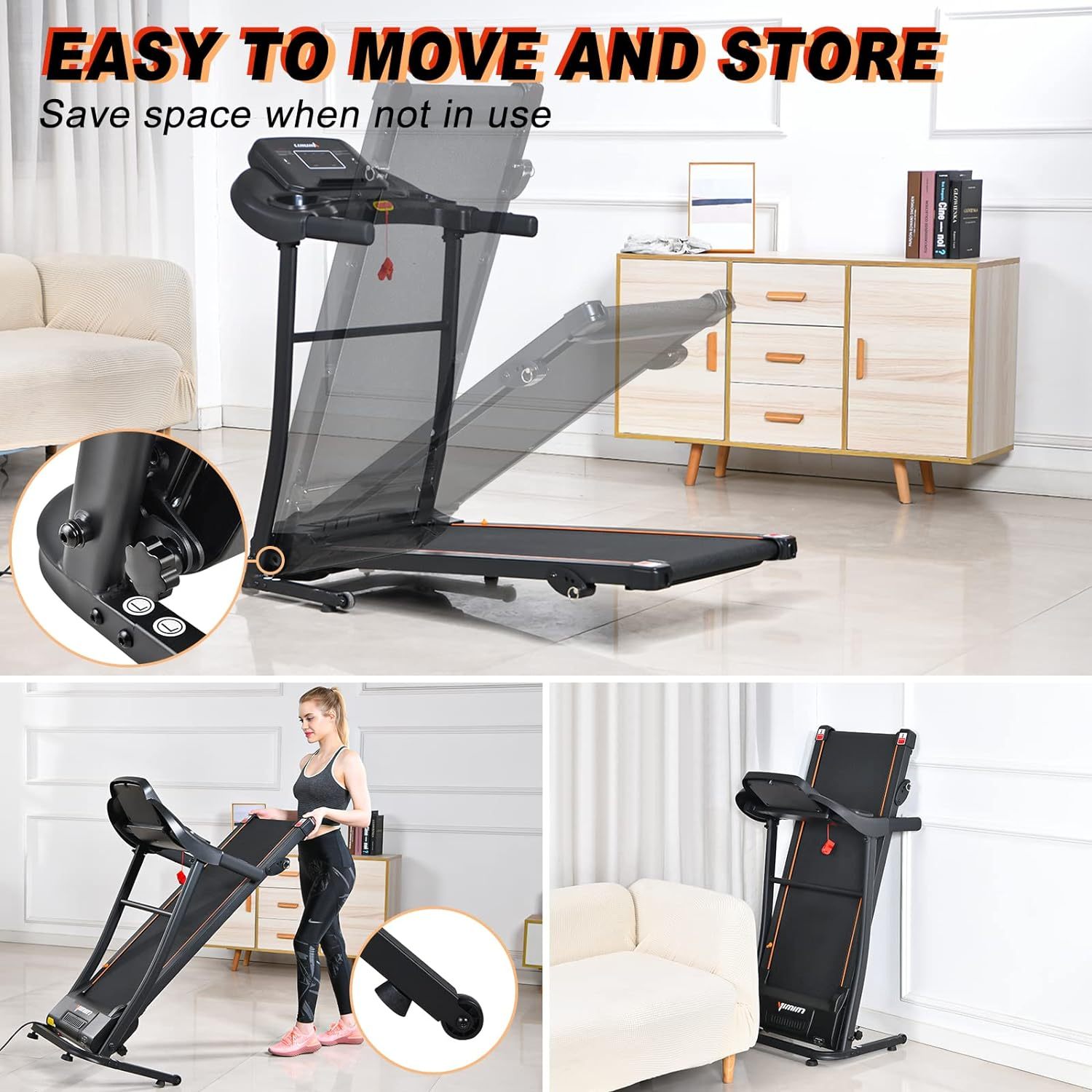 Premium Folding Incline Treadmill , One-Touch Speed Buttons, Shock Absorption, Optional Bluetooth with Exclusive Zwift App